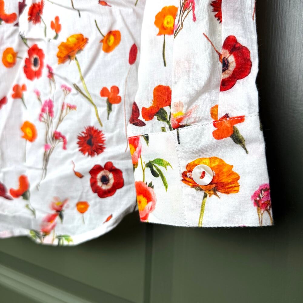 NWT Ro's Garden Copenhagen Button Up Floral Spring Shirt Red Avignon Yellow XS - Picture 3 of 5
